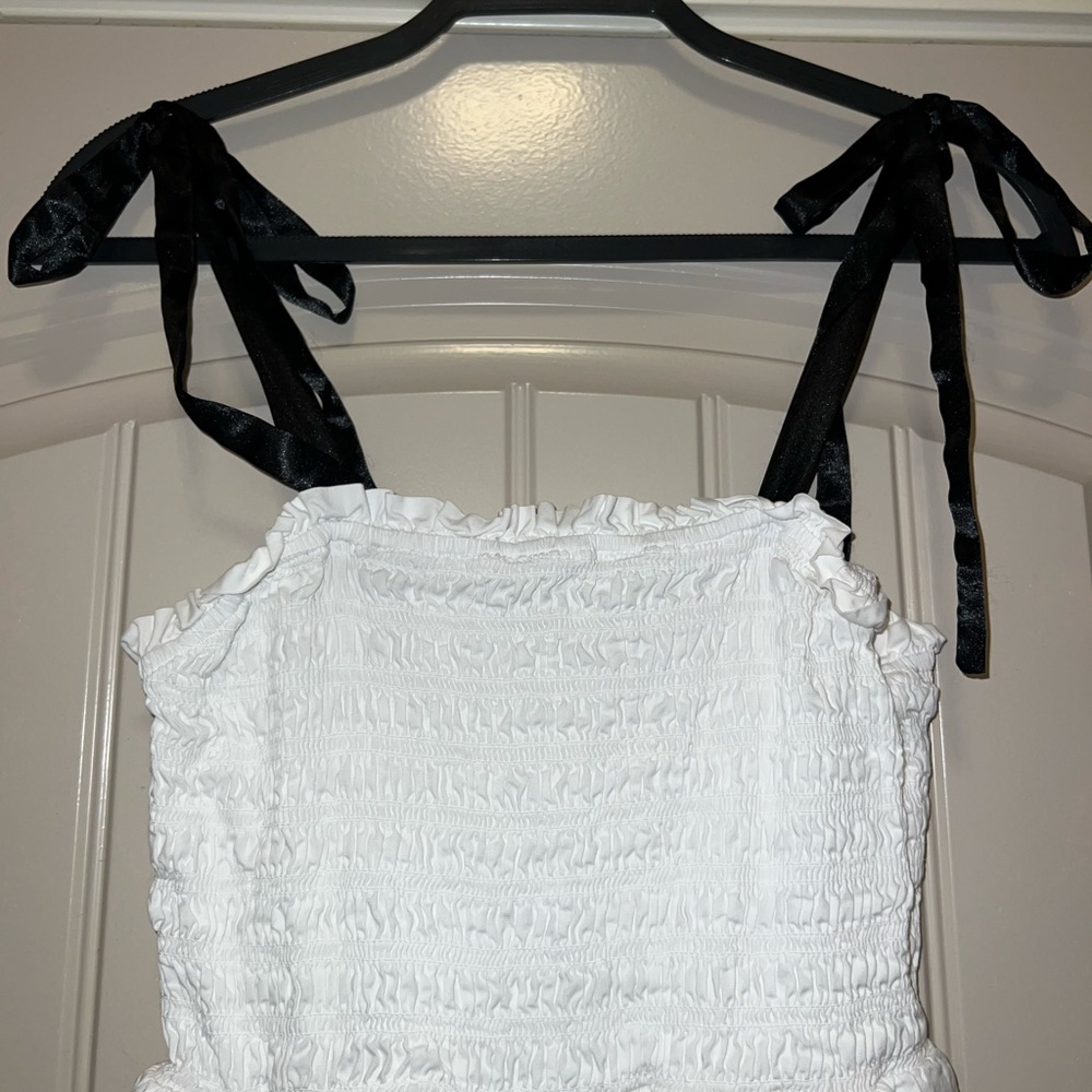 Francesca's Collections White Dress with Black Straps - Picture 3 of 5